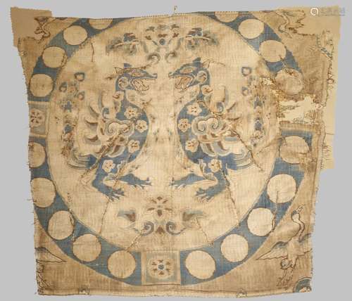 A RARE CHINESE BROCADE TEXTILE FRAGMENT