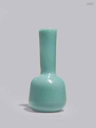 A CHINESE BEIJING OPALESCENT SEA-GREEN COLOURED GLASS VASE