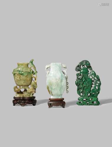 THREE CHINESE HARDSTONE VASES