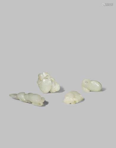 FOUR CHINESE WHITE JADE CARVINGS