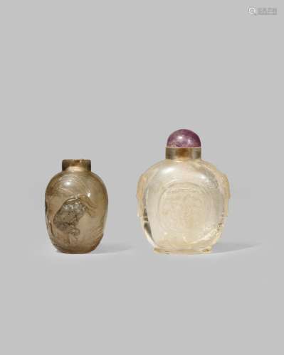 TWO CHINESE ROCK CRYSTAL SNUFF BOTTLES