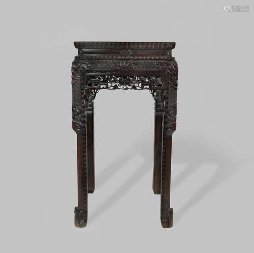 A CHINESE HARDWOOD INCENSE STAND OR TABLE