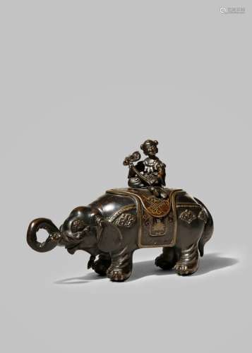 A JAPANESE BRONZE 'ELEPHANT' INCENSE BURNER