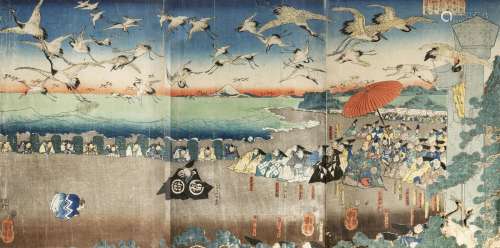A JAPANESE WOODBLOCK PRINT TRIPTYCH