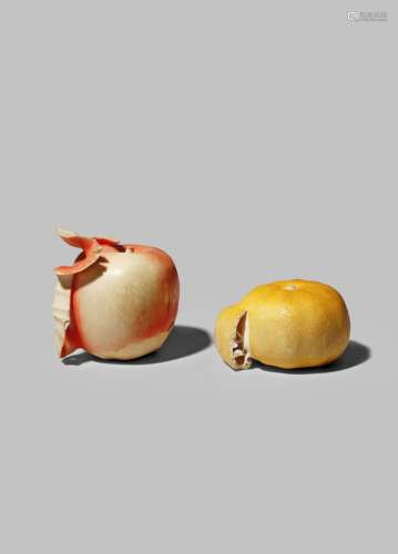 TWO JAPANESE IVORY MODELS OF FRUITS