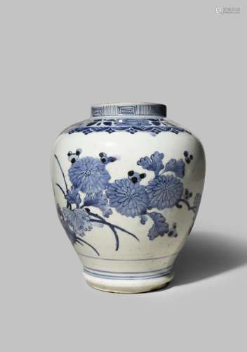 A JAPANESE ARITA BLUE AND WHITE BALUSTER VASE