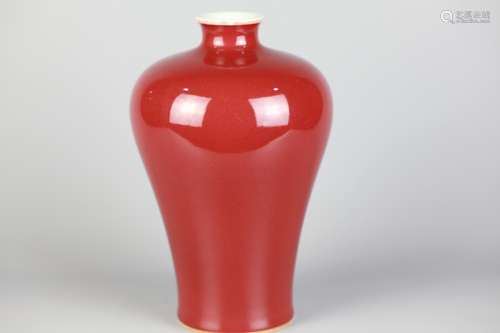 Chinese Red Glazed Meiping Vase