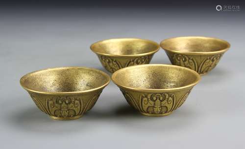 Set of Four Chinese Brass Bowls