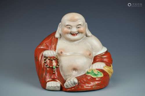 Chinese Copper Red Famille Rose Buddha