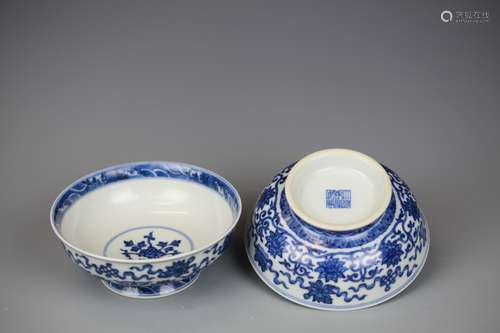 A Pair Of Chinese Blue And White  Bowl