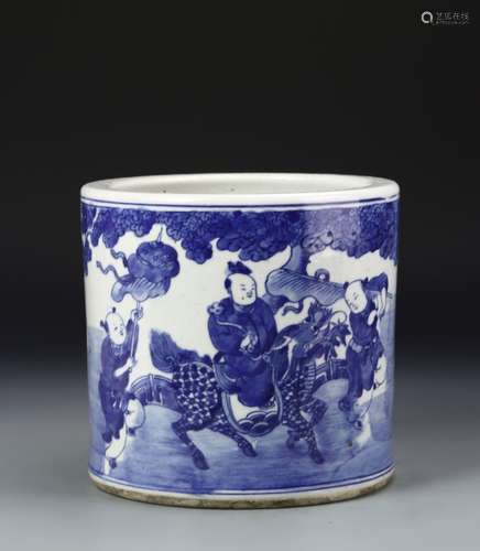 Chinese Blue and White Brush Pot