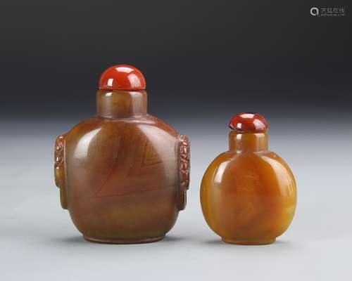 Two Chinese Agate Snuff Bottles