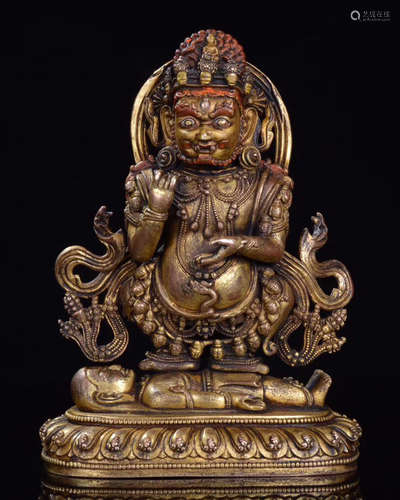 GILT BRONZE CARVED FIGURE OF DATIANHEI BUDDHA