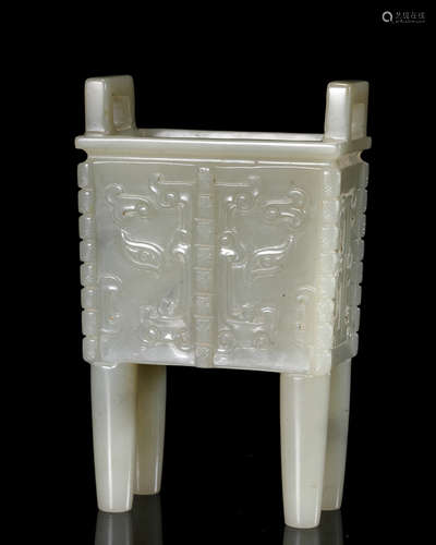 A HETIAN JADE QUADRUPED TRIPOD