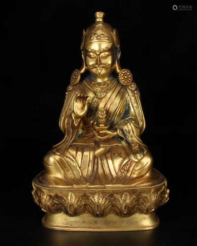 GILT BRONZE FIGURE OF LIANHUASHENG BUDDHA