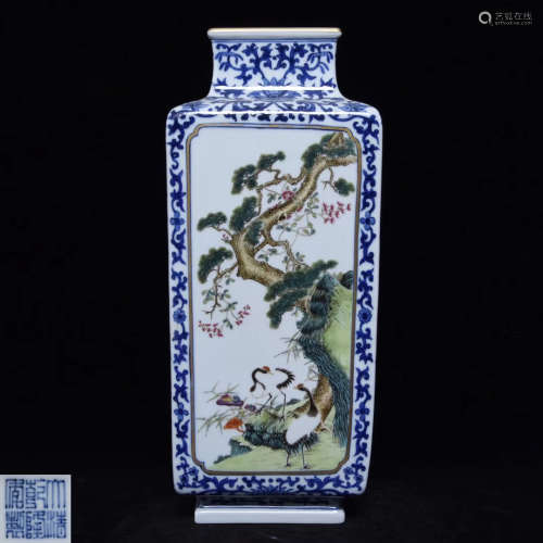 FAMILLE-ROSE VASE WITH QIANLONG MARK