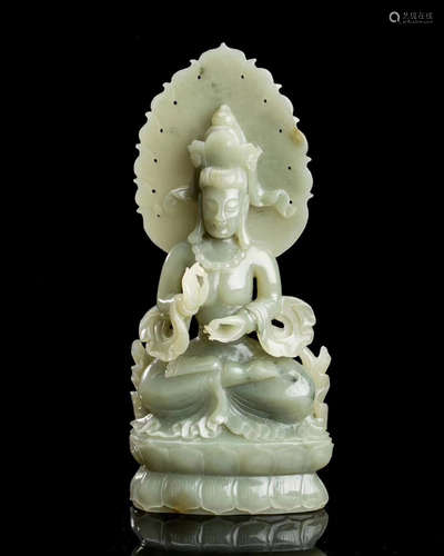 A HETIAN JADE GUANYIN FIGURE