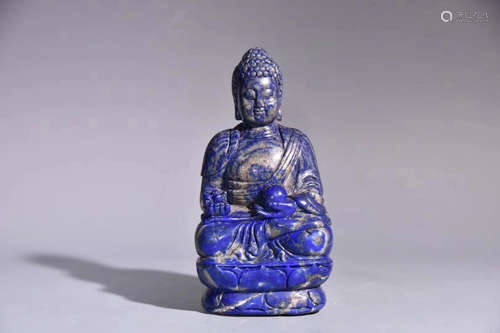 A LAZULI STONE CARVED BUDDHA FIGURE