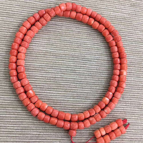 108 MOMO CORAL BEADS STRING NECKLACE