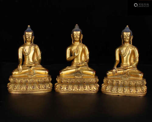 GILT BRONZE FIGURE OF SANBAOFO BUDDHA