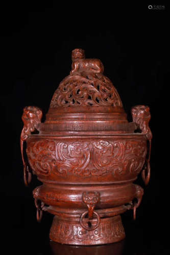 A BAMBOO CARVED COVER CENSER