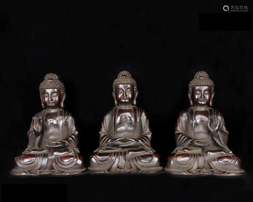 THREE BRONZE BUDDHAS