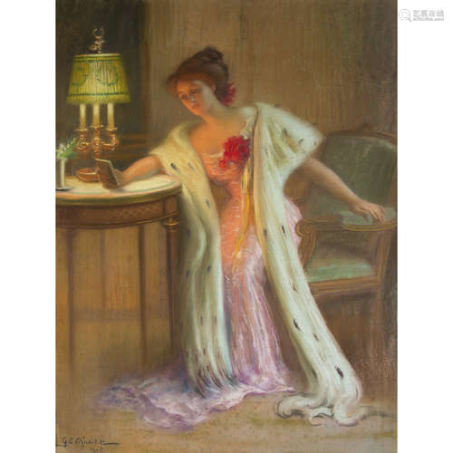 George C. Michelet (1873) Elégante dans un intérieur, 1908