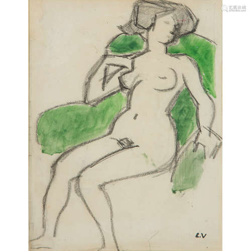 Louis Valtat (1869-1952) Nu assis au fauteuil vert