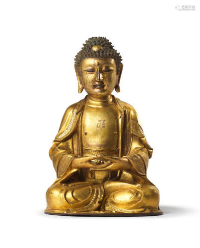 明 铜鎏金释迦牟尼佛坐像