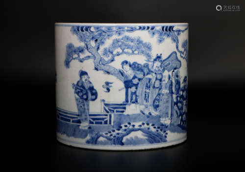 A chinese blue&white brush pot