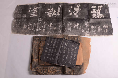 4 chinese 19 century paper rubbing