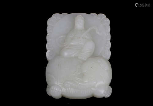 A chinese white jade carved plate