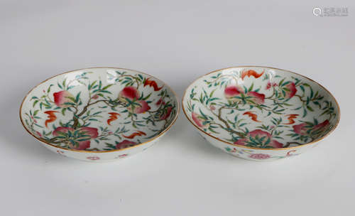 A pair of chinese famille rose plates