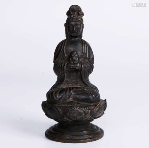 A chinese bronze guanyin statue