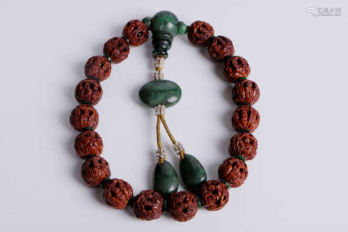 A chinese 18 walnut carved beads