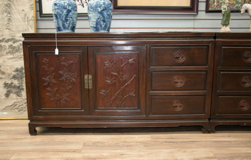 A pair of chinese 19 century rosewood cabinet
