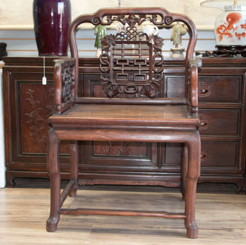 A chinese rosewood carved chair