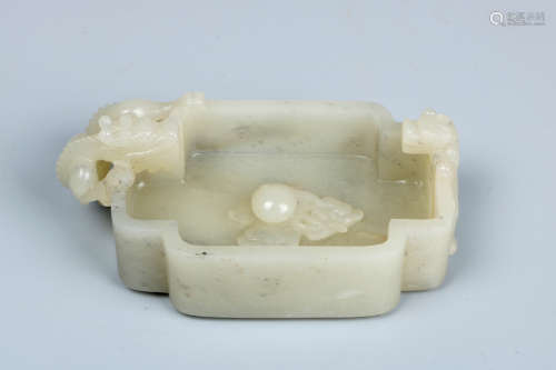 A chinese white jade carved wash pot