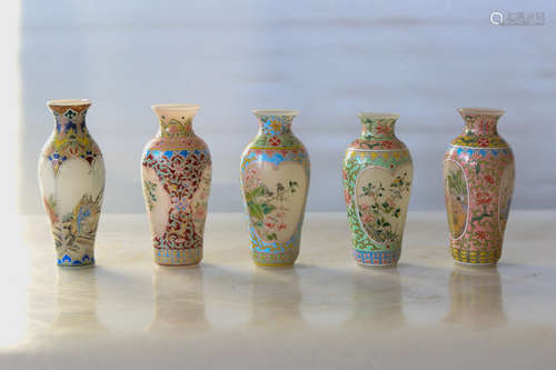 A group of chinese glass enamel printed vase