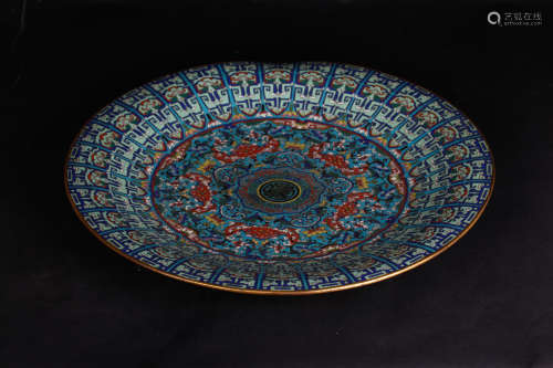 Chinese 18 century cloisonne plate