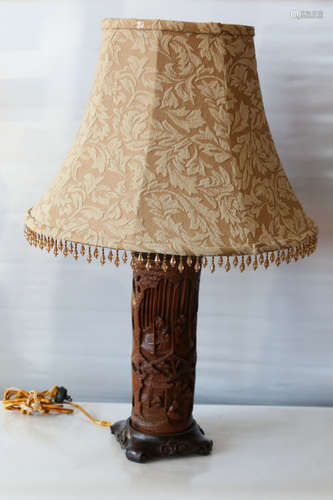 A chinese bamboo carved lamp