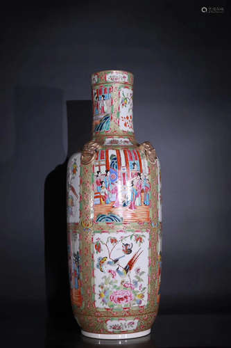 A LATE QING DYNASTY CANTON ENAMEL VASE