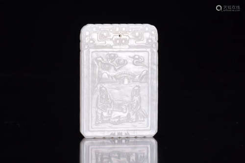 A HETIAN WHITE JADE FIGURE STORY & POETRY DESIGN ORNAMENT
