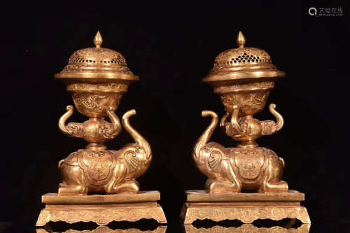 A PAIR OF IMPERIAL STYLE BRONZE GILT 