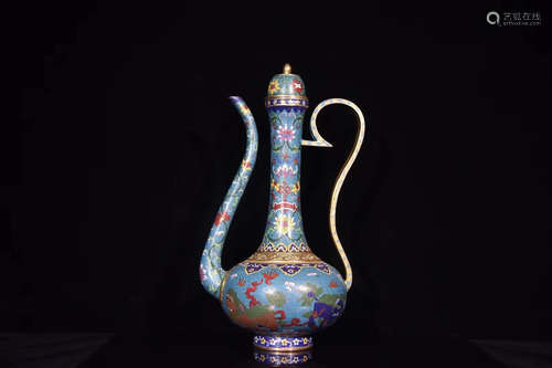 A BRONZE COLOUR ENAMEL EWER, QING DYNASTY