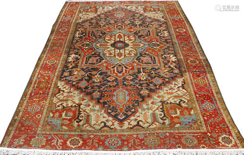 PERSIAN HERIZ WOOL ORIENTAL RUG 1900