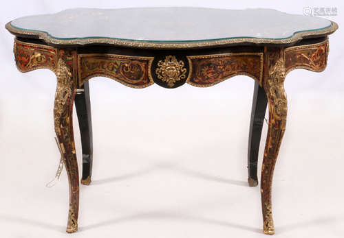 FRENCH EBONY BOULLE MARQUETRY SALON TABLE