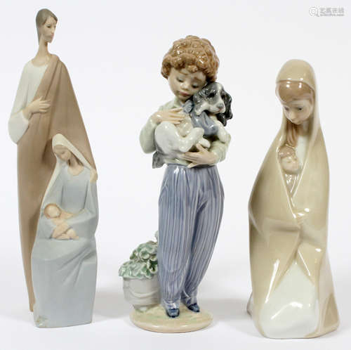 LLADRO PORCELAIN FIGURES, 3 PCS., H 7 1/2