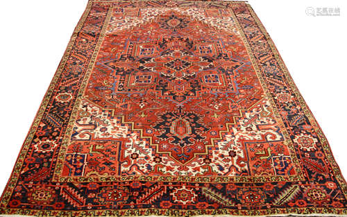 PERSIAN HERIZ WOOL ORIENTAL RUG 1950