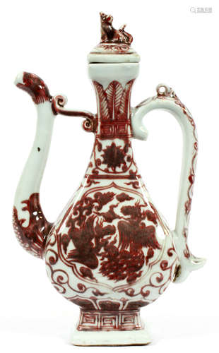 CHINESE MING STYLE PORCELAIN EWER H 13